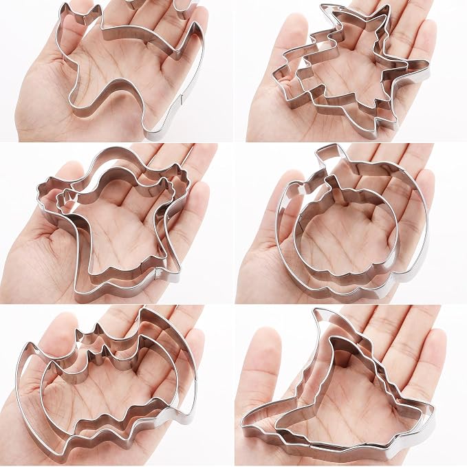 MrCookie Large Halloween Cookie Cutters,12pc/Set Thickened Stainless Steel. | Sandwich cutters & biscuit molds.Sturdy for cookies,sandwiches, cake,fruit.Ideal for DIY baking,home use,and parties.
