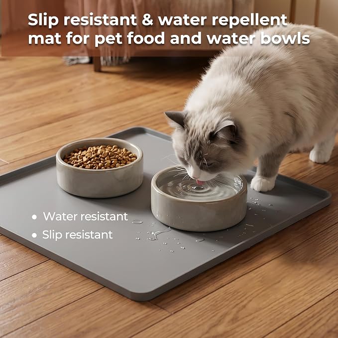 16×16-inch Barista-Grade Coffee Station Mat: Catch Spills, Protect Countertops! Silicone, Water Resistant & Heat Resistant. Perfect Under, as Dish Dryer or Pet Mat. (Grey)