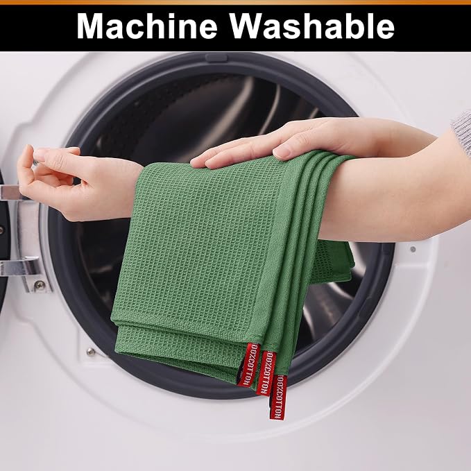 Homaxy 100% Cotton Waffle Weave Dish Cloths, 6 Pack, Grass Green | Soft and Absorbent Dish Towels, 12 x 12 Inches Quick Dry Dish Rags