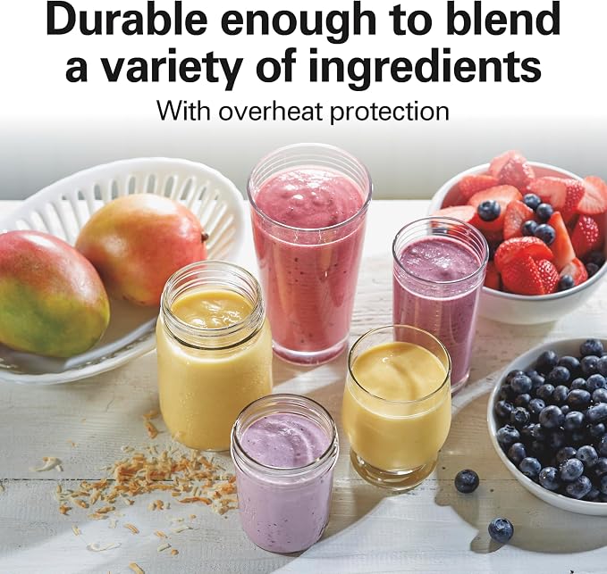 Hamilton Beach Portable Blender for Smoothies With 14 oz. Travel Jar | BPA Free Jar & Lid | Durable Stainless Steel Blades | 300 Watts Peak Power | Personal Smoothie Blender | Raspberry | 51131G
