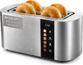 Elite Gourmet ECT5500 4-Slice Long Slot Toaster, Stainless Steel | Fully Automatic Motorized, Digital Touchscreen, 6 Browning Levels, Bagel, Defrost & Reheat, Extra-Wide Slots for Bagels