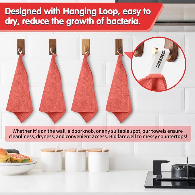 Red Microfiber Cleaning Cloth -Pack of 8, Highly Absorbent Cleaning Rags, 16"X12" All Purpose Cleaning Towels for Housekeeping, Kitchen, Car, Lint Free and Reusable Microfiber Towels
