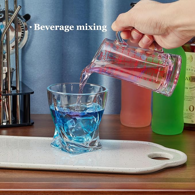 Ackers Glass Measuring Cup 5 Oz/150ml Shot Glass Measuring Cup with V-Spout,Insulated handle