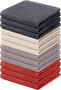 Kitinjoy 100% Cotton Waffle 12-Pack Kitchen Towels, 12" x 12", Multicolor | Ultra Absorbent, Super Soft, lightweight, Quick Drying Dish Rags for Washing Dishes