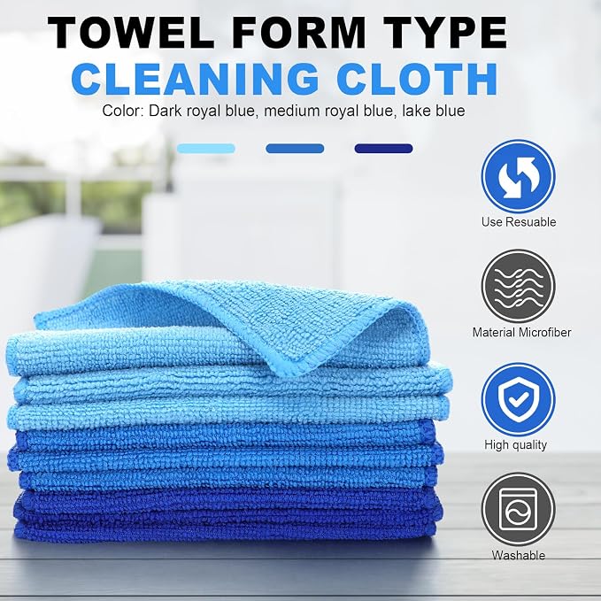 30 Pcs Dry Erase Cloth,6 X 6 Inch,Blue/Light Blue/Dark Blue | Cleaning Rags Reasonable Whiteboard Cloth Kitchen Towels Microfiber Towels Cars Wash