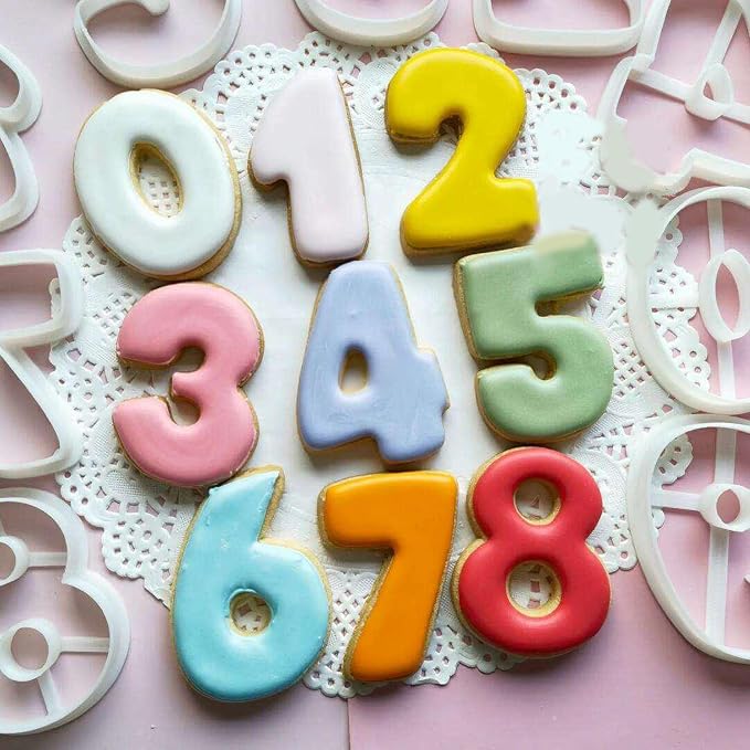 Number Cookie Cutter Tool Set, 9 Pcs Large 3 Inch Stainless Steel Cookie Cutter Set Fondant Biscuit Fruit Dough Mold Tools for Halloween, Christmas, Birthday Party Decorations (Large-Number)