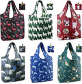 BeeGreen Animal Reusable Shopping Bags Cute Grocery Bag 6 Pack, Christmas Gift Bags Heavy-Duty Foldable Shopping Totes for Supermarket, Work & Travel, Large Washable Polyester Tote Bag with Handles