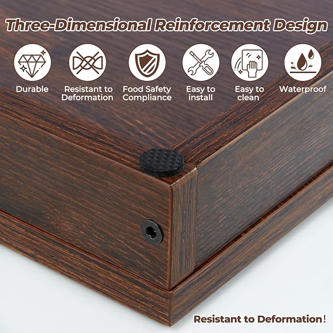 WOLKI 30" Noodle Board Stove Top Cover For Gas & Electric Stoves, Walnut | Heavy-Duty Wooden Stove Cover (30"L x 22"W x 2.4"Th) With Handles For RV Stoves, Serving Tray & Space Saver