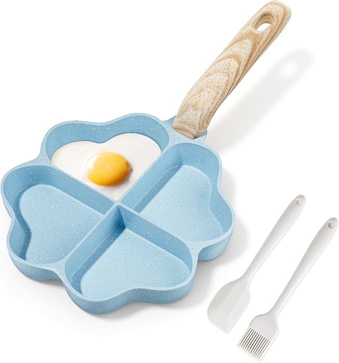 Caannasweis Egg Pan Omelette Pan, 4-Cup Nonstick Breakfast Pan | Frying Pan Egg Cooker Suitable for Gas Stove & Induction Cookware, PFOA PFOS Free, Blue