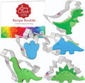 Ann Clark Dinosaur Cookie Cutter Set of 5, Made in USA | Includes: T-Rex, Brontosaurus, Triceratops, Stegosaurus & Dinosaur Footprint, From America's Largest Cookie Cutter Maker