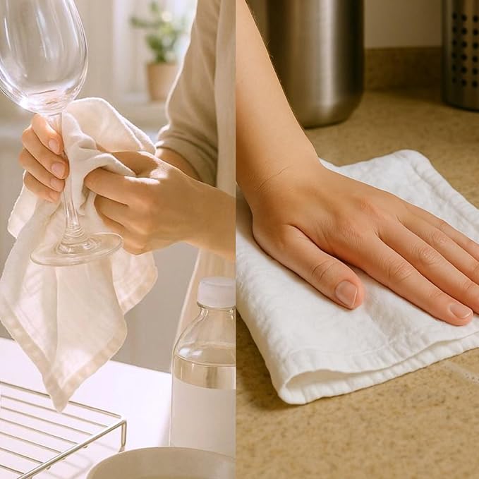 GOTS Certified 100% Organic Cotton Flour Sack | Tea Towel for Crafts| Kitchen Hand and Dish Towel Sets | Baking Bread Proofing Linen Cover| Super Absorbent | 12 Pack 28"x28" Extra Large | White