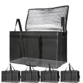 Bodaon 5-Pack Insulated Food Delivery Bag with Hard Bottom, 3X-Large, Black | Cooler, For Commercial Drivers, Thermal Bags for Catering/Hot Pizza, Travel/Camping/Picnic, Grocery Reusable Warmer Frozen