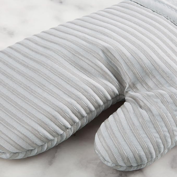 KITCHENAID Quilted Cotton Terry Cloth Oven Mitt, Pot Holder, Kitchen Towel 4-Pack Set, Heat Resistant, Silicone Grip, 16"x26", 7"x13" & 7"x10", Matte Grey