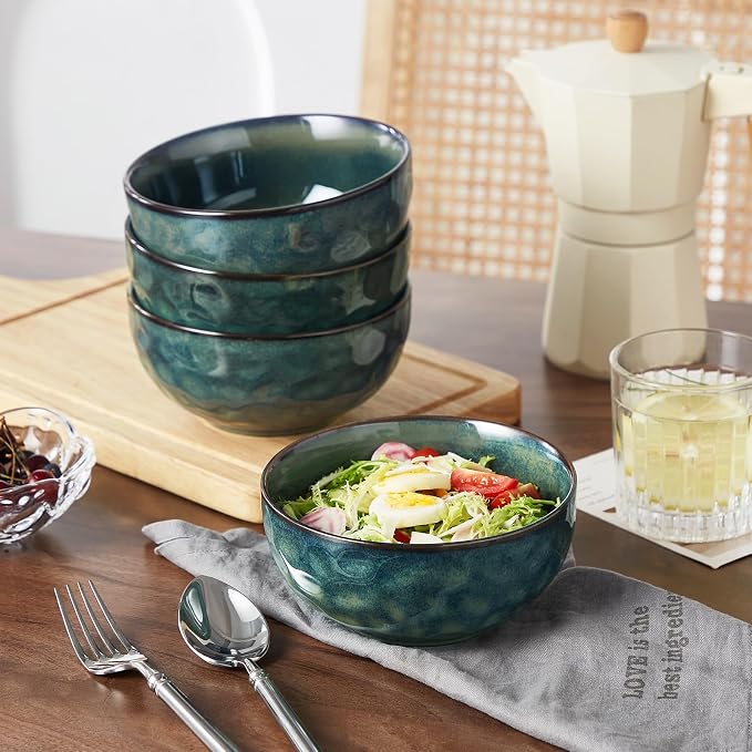 vancasso Starry 24oz Bowls for Soup, Ceramic Green bowls Set of 4 | Deep Bowls for Cereal, Salad and Oatmeal, Dishwasher & Microwave Oven Safe