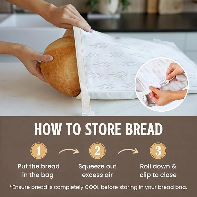 Nectar & Nest Reusable Beeswax Bread Bags for Homemade Bread & Sourdough | Organic Cotton, Beeswax-Lined XL 13x17 Waxed Bags Keep Sourdough Loaves Fresh Longer; Reusable, Zero Waste, Compostable