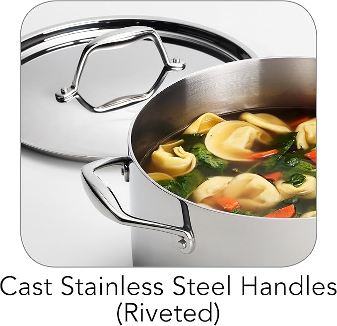 Tramontina Signature Tri-Ply Clad Stainless Steel 6-Quart Sauce Pot | Induction-Ready, Dishwasher-Safe, NSF-Certified, Made in Brazil