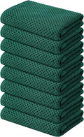 Kitinjoy 100% Cotton Waffle 8-Pack Kitchen Towels, 13" x 28", Dark Green | Super Soft, Ultra-Absorbent, Fast Drying, lightweight, Quick Drying Kitchen Hand Towels