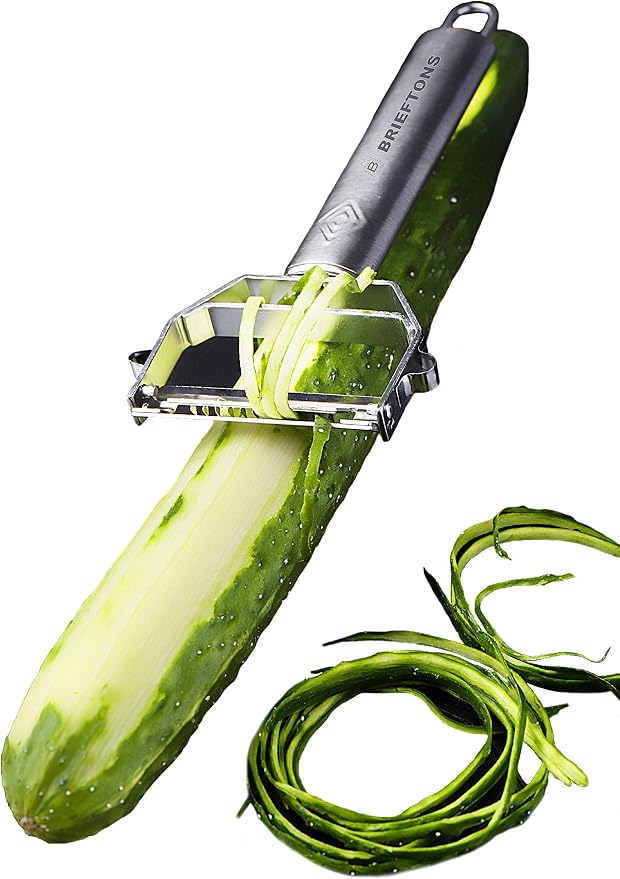 Brieftons Julienne Peeler/Cutter/Slicer: Serrated Stainless Steel Fruit/Vegetable Peeler & Julienne Slicer
