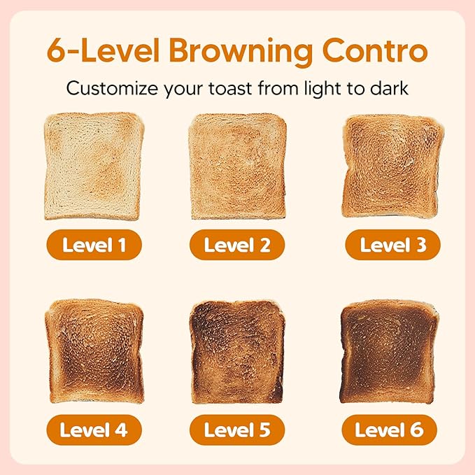 Trisiko® Touch Screen Toaster 2 Slice, 900W Digital Toaster with Countdown Timer, 1.38 in Wide Slots, 6 Browning Levels, Bagel, Defrost, Reheat, Cancel, Crumb Tray, Cord Wrap-Stainless Steel