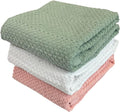 Sage Pink White Kitchen Hand Dish Towels, Set of 3, 100% Cotton, 18" x 28" | Terry Loop Textured, Soft & Absorbent Cleaning Cloth, Quick Dry, Multipurpose for Everyday Use