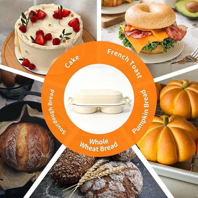 Premium Double Dutch Oven for Artisan Sourdough Bread 500°F Oven Safe | Bake 2 Loaves at Once/Bakery-Style Crust Every Time/Premium Cast Iron Heating/3-Layer Enamel Protection