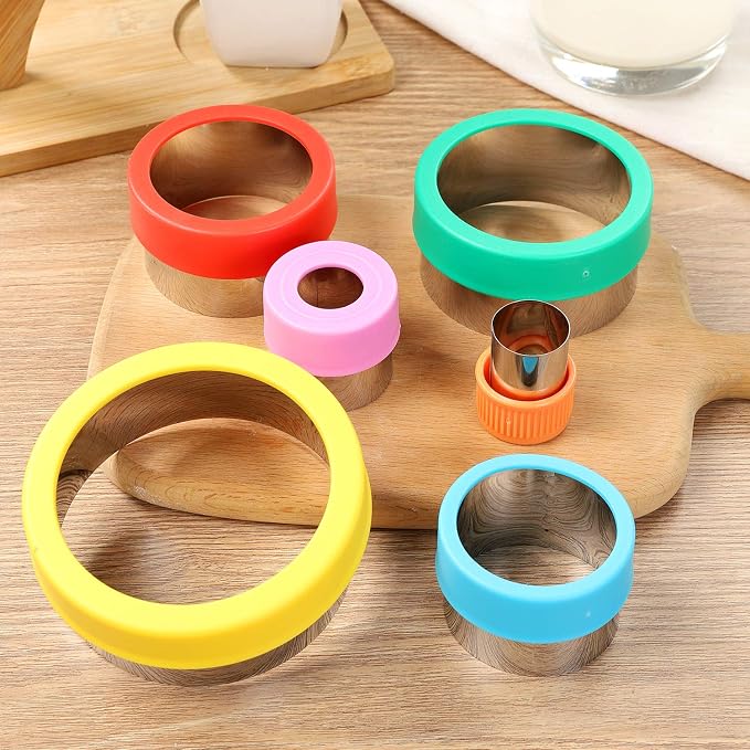 Round Cookie Biscuit Cutter Set, 6 Graduated Circle Pastry Cutters, Stainless Steel Cookie And Dough Cutters for Donut and Scone, Circle Cutter Cake Ring Molds