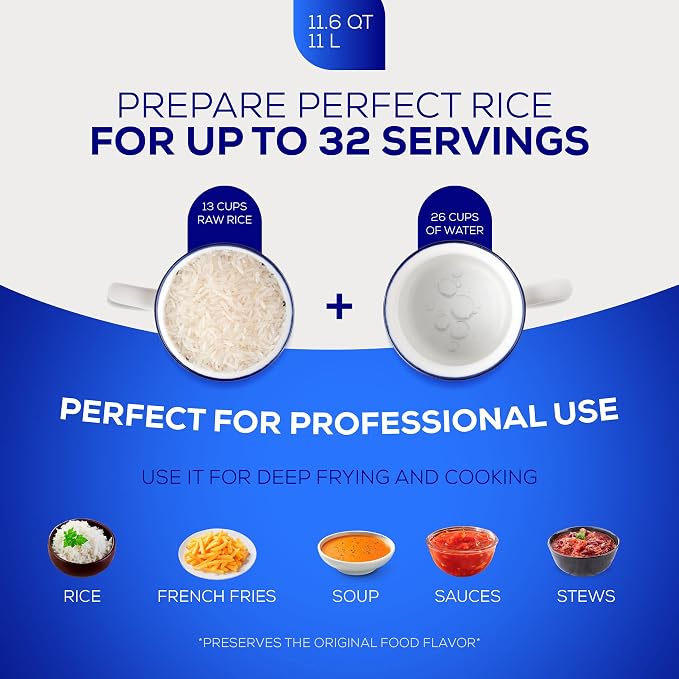 Universal (Professional Large) Caldero 32 Cups - 11.6 QT / 11 L, Stainless Aluminum Pot, Even Heat Distribution and Fast Cooking Dutch Oven Pot, Ergonomic Handles, Ideal for Rice, and French Fries