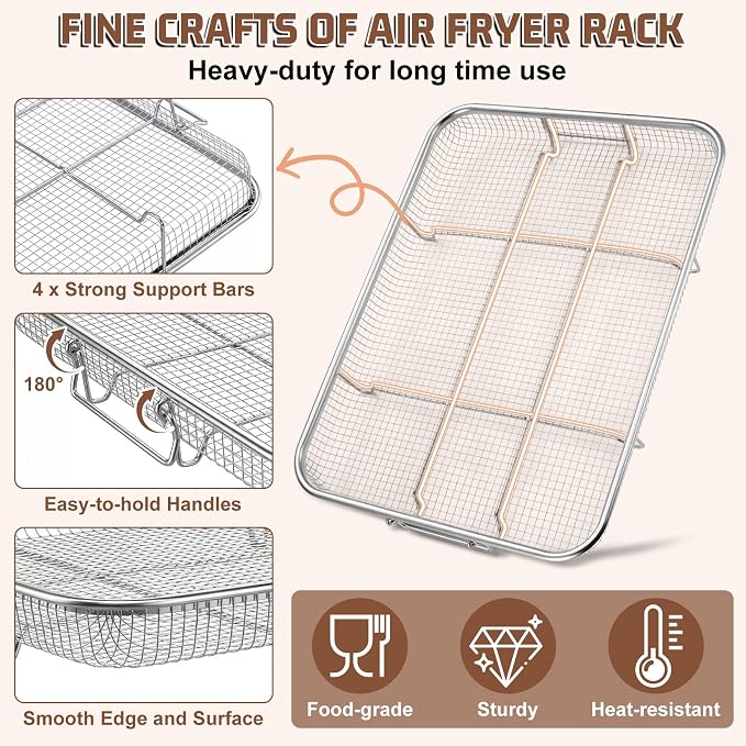 P&P CHEF 15.4 Inch Air Fryer Basket for Oven, Air Fryer Rack, 1 Piece | Food-grade Stainless Steel Air Fryer Accessories for Frying Cooking Baking Roasting, Ideal for Fried Food, Dishwasher Safe