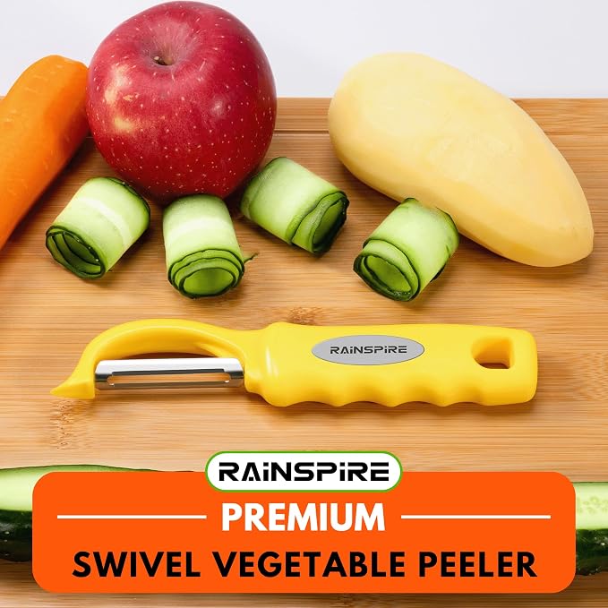 Rainspire Vegetable Peeler Potato Peelers for Kitchen, Sharp Stainless Steel Blades Veggie, Comfortable Handle Fruit Peeler, Carrot Peeler Apple Peeler Dishwasher Safe, Yellow, 2-Pack