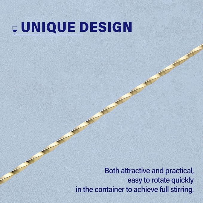 Bar Spoon Cocktail Mixing Stirrers, 2Pcs, 12” Long Handle, Gold | 18/8 Stainless Steel, Long Drink Spoons, for Stirring Coffee & Cocktails
