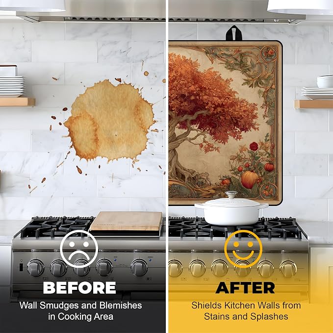 NYZE Tree of Life Silicone Stove Top Cover, Electric Glass 28"x20" | Heat-resistant, Non-slip, Scratch-resistant