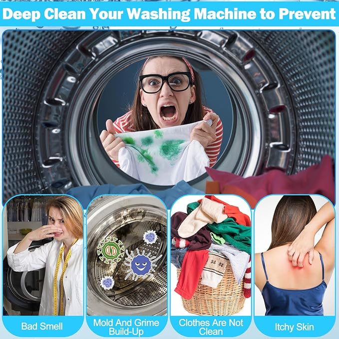 150 Pcs Washing Machine Cleaner Tablets Washing Machine Deep Cleaner Tablets for Front Loader and Top Load Washer