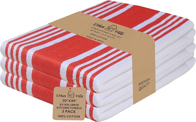 Urban Villa Kitchen Towels Cotton Dish Towels 20”x30” (Set of 3) Chillired
