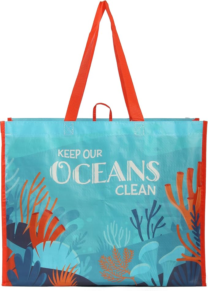 Earthwise Reusable Grocery Bags – Foldable & Water‑Resistant OceanWise® Shopping Bags, Gift Totes, Durable Multi‑Use Eco Bags (5 Pack)