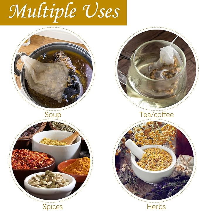 TUZAZO 24 Pcs Muslin Bags with Drawstring 3 x 4 inch, Reusable Tea Bags for Loose Leaf Tea, Natural Cotton Unbleached Cheesecloth Small Spice Bag for Cooking Soup Herb Sachet Bag Empty