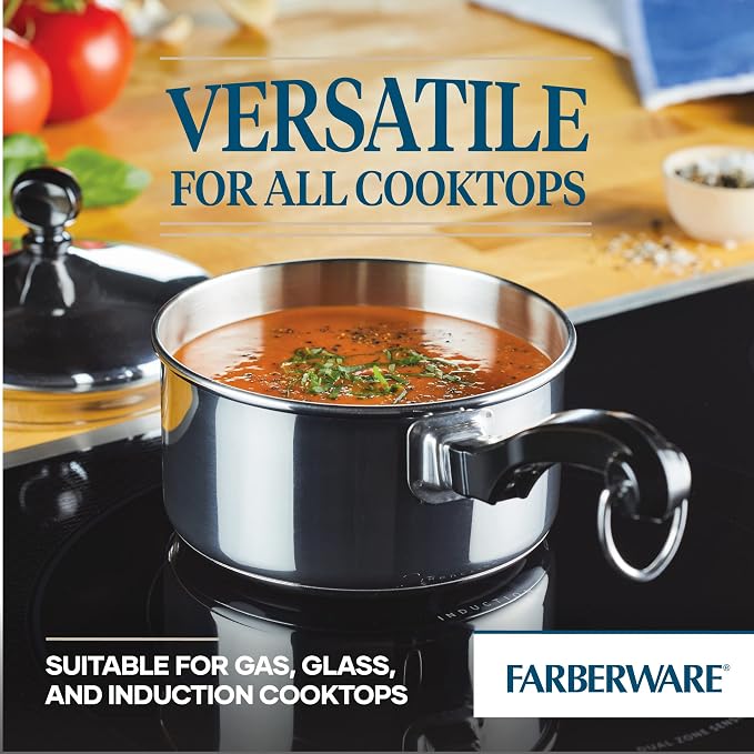Farberware Classic Series Stainless Steel Sauce Pan with Lid, 1-Quart, Sauce Pans, Silver