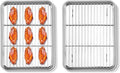 Homikit Small Baking Sheet with Rack Set for Toaster Oven (2 Pans+2 Racks) | 10.4x8 Inch Stainless Steel Cookie Pans with Wire Cooling Racks Set, Metal Bacon Crisp Trays Non Toxic, Dishwasher Safe
