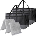 Bodaon Insulated Food Delivery Bag with Hard Bottom, XXXL, Black, 2 Pack | Heavy Duty Thermal Catering Tote for Hot Pizza, Cold Drinks & Meal Boxes for Delivery Staff, Restaurants, and Outdoor Events