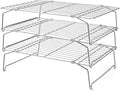 LIANYU Cooling Rack 15"x10", 3-Tier Stackable & Collapsible Cooling Racks | Stainless Steel Wire Baking Racks Fits Jelly Roll Pan, Great for Cooking, Baking, Roasting, Grilling, Oven & Dishwasher Safe