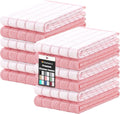 Homaxy Large Premium Cotton Kitchen Towels 16"x 28", 12 Pack, Pink | Natural Ring Spun 390 GSM Dish Towels, Super Absorbent Terry Kitchen Hand Towels, Soft Tea Towels with Hanging Loop