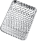 P&P CHEF 10.4 Inch Toaster Oven Pan Tray with Wire Rack, 2 PCS | Baking Sheet Pan + Cooling Rack for Cooking/Roasting, Dishwasher Safe & Rust Free, Non-toxic & Sturdy