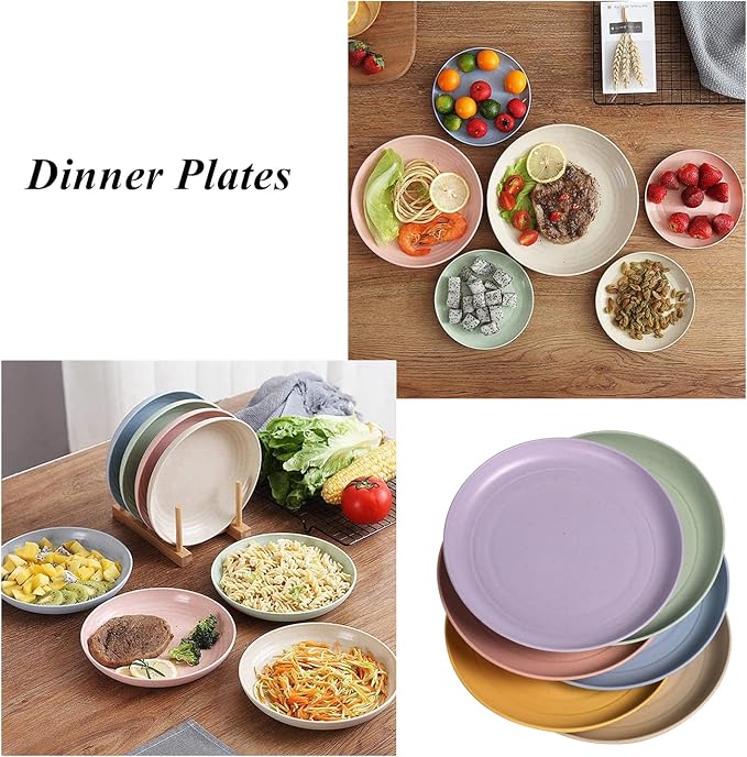 CAMBUY Wheat Straw Plates 6 Pack 5.9 Inch Small Appetizer Plate Set | Unbreakable Lightweight Reusable Dishwasher & Microwave Safe Daily Use Dinner Dishes for Kitchen Outdoor Camping