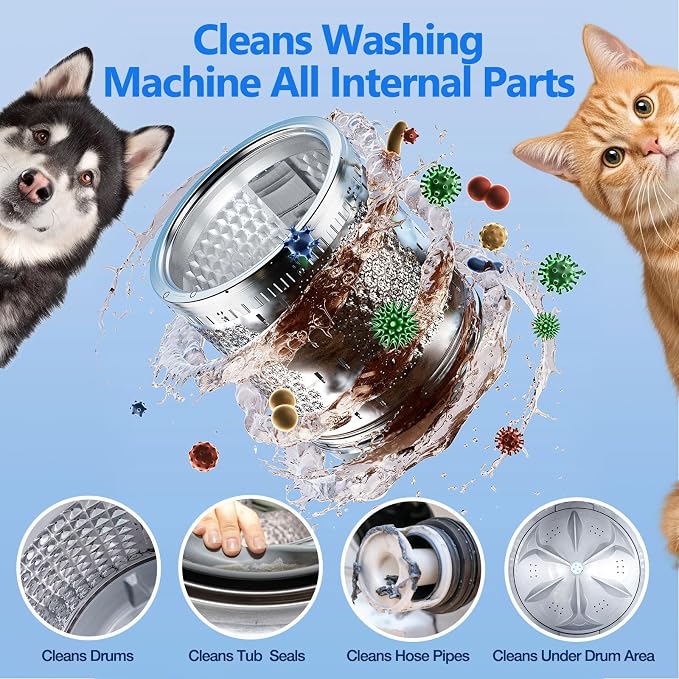 USKICH 36 Pack Washing Machine Cleaner Tablets for Pet Owners Pro, Deep Cleaning Pet Hair Remover for Laundry,Eliminates Odors,Compatible with HE, Top & Front Load Washer