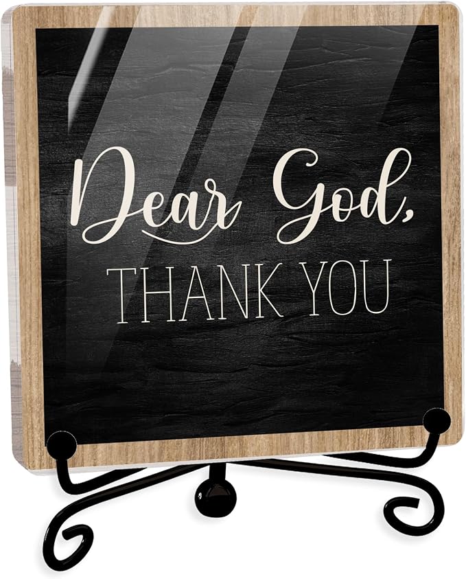 Modern Farmhouse Decor, Home Decor For Living Room, Boho Chic Aesthetic Shelf Decorations, Christian Dear God Acrylic Sign, Farmhouse Entryway Tv Stand Fireplace Coffee Table Decoration (14)