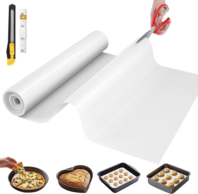 GTJ Silicone Baking Mat Roll, Reusable Baking Sheet Liners, 16 in x 10 ft | Free Cut to Size, Food-Grade, Non-Stick, Non-Slip, For Dough, Pastry, Air Fryer, Freeze Dryer, Oven Pan, Kitchen Counter