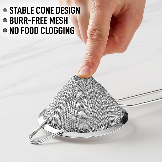 Zulay Kitchen 304 Stainless Steel Fine Mesh Strainer 3.35 in - Strainers Fine Mesh, Tea Strainers for Loose Tea - Perfect for Tea, Cocktails, Juicing, Drinks, Liquids, Matcha, Coffee & More