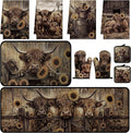 Fanfanwin 10 Pcs Fall Pumpkin Kitchen Decor Set Kitchen Towels Pot Holders Oven Mitts and Rugs Set Thanksgiving Towels for Baking Cooking BBQ Autumn Home (Brown,Cow Sunflower)