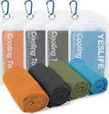 YESLIFE Cooling Towels, 4-Pack 40"x12", Multicolor Set E | Microfiber gym towels, soft breathable neck wrap, cooling towel for yoga running sport camping, Multicolor, 4-pack