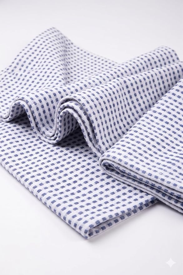 Urban Villa Kitchen Towels Cotton Dish Towels 20”x30” (Set of 6) Iblue White