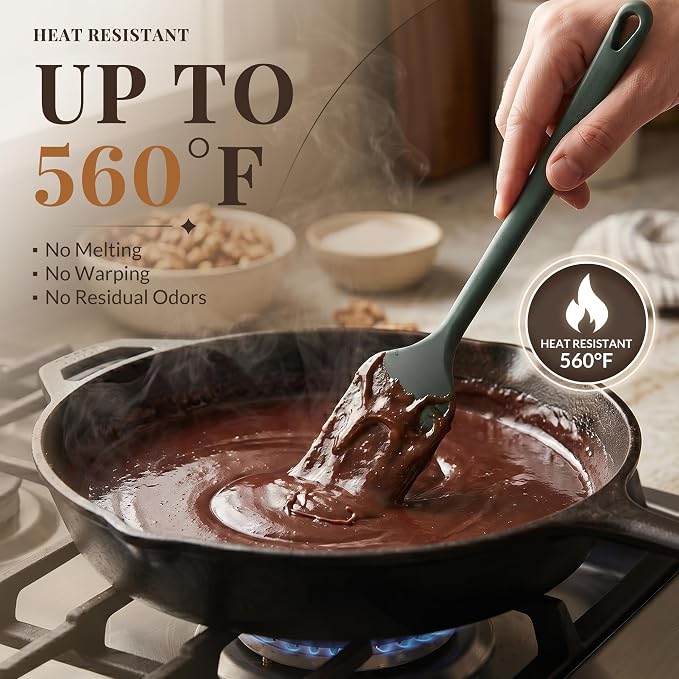 Astercook 6-Piece Silicone Spatula Set, 560°F Heat Resistant Rubber Spatulas with Stainless Steel Core, Nonstick Safe & Dishwasher Safe Baking Spatula Set for Cooking & Mixing, Morandi Earth Colors